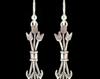 Quiver and Arrow Earrings - Sterling Silver - Cupid's Arrow Archery Earrings