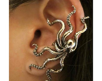 Bronze Octopus Ear Cuff Octopus Earring Octopus Jewelry Tentacle Earring Tentacle Jewelry Christmas Gift Stocking Stuffer Kraken Jewelry