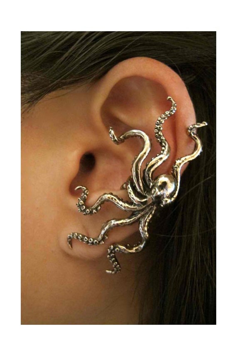 Bronze Krake Ohr Manschette Krake Ohrring Krake Schmuck Tentakel Ohrring Tentakel Schmuck Weihnachten Geschenk Strumpf Stuffer Kraken Schmuck Bild 1