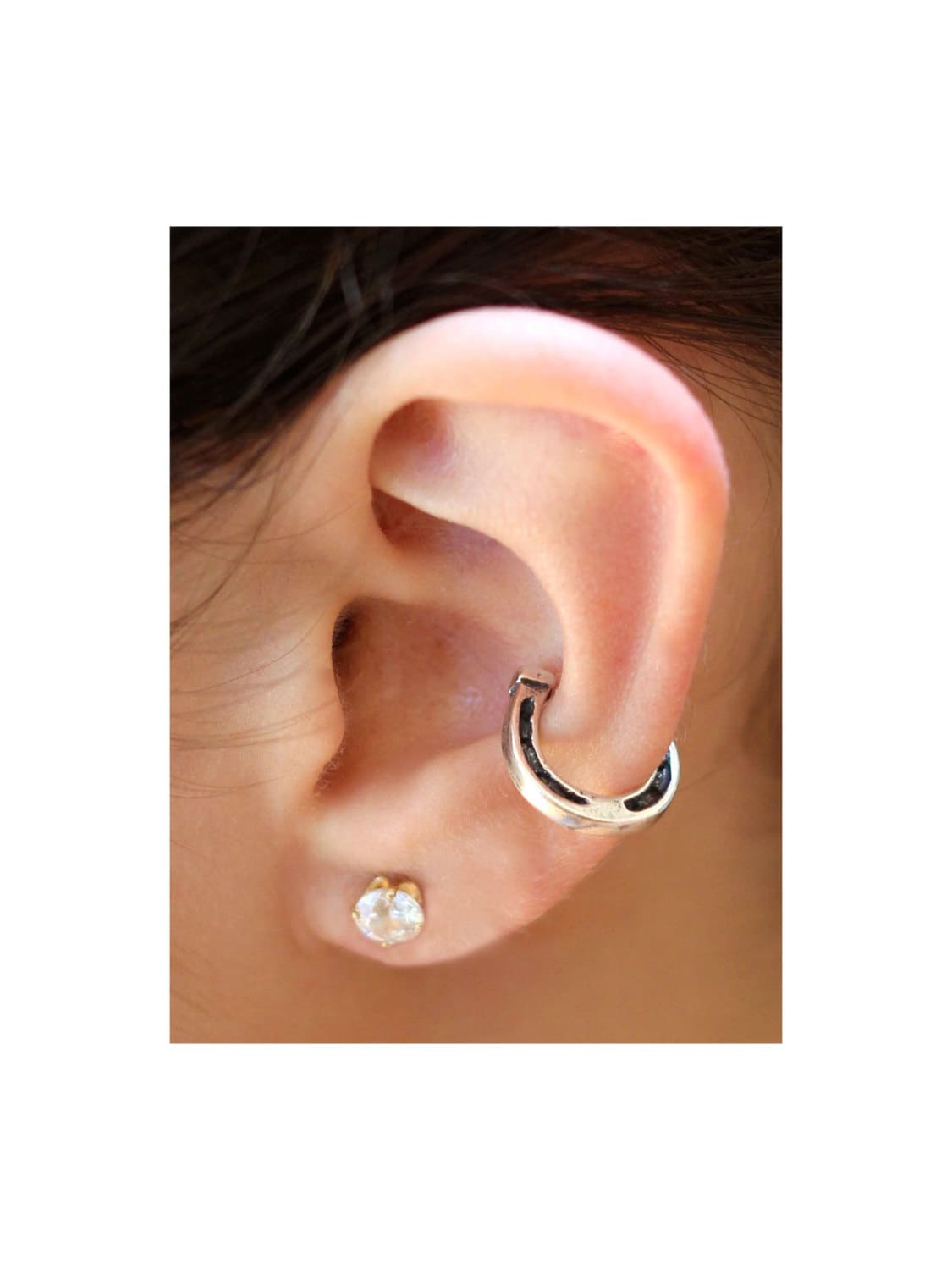アクセサリー 203jewelry Signet Horseshoe Earcuff Good Luck Horseshoe Ear Cuff Combo - Silver and Bronze