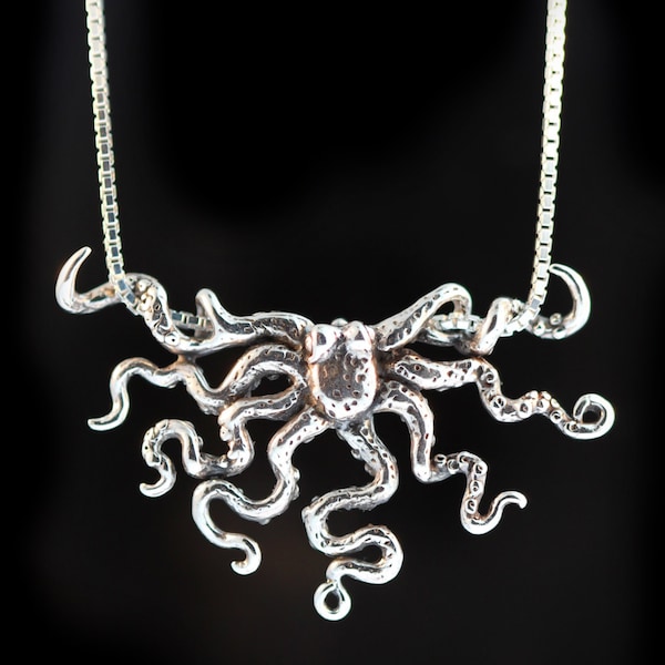 Octopus Necklace Octopus Slider Pendant Silver Octopus Charm Tentacle Necklace Tentacle Jewelry Kraken Jewelry Kraken Necklace Steampunk