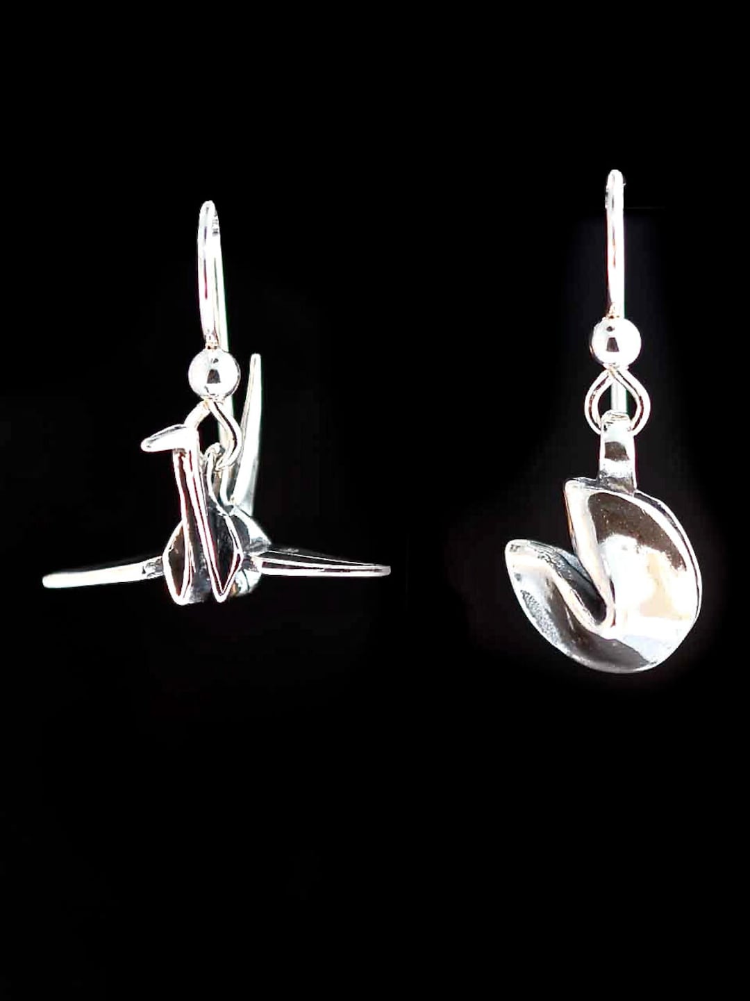 Origami Crane Fortune Cookie Earrings Paper Crane Earrings Peace Crane