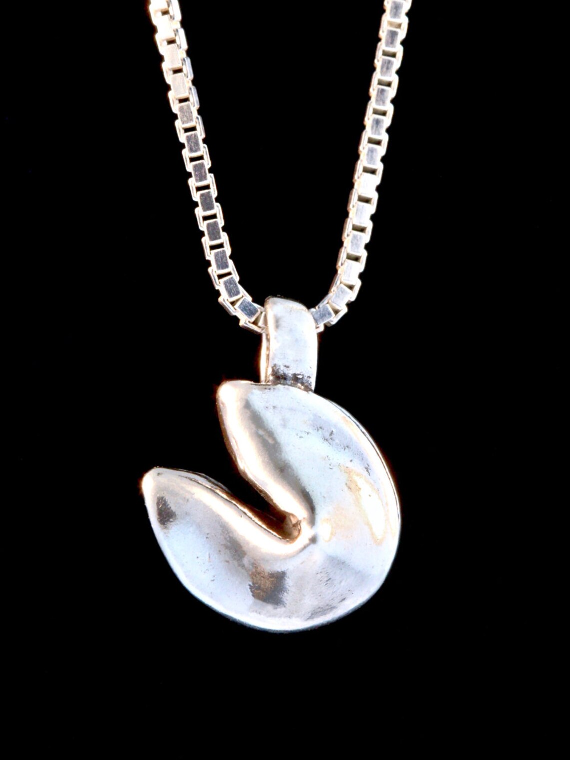 Fortune Cookie Necklace Silver Fortune Cookie Charm Cookie Etsy