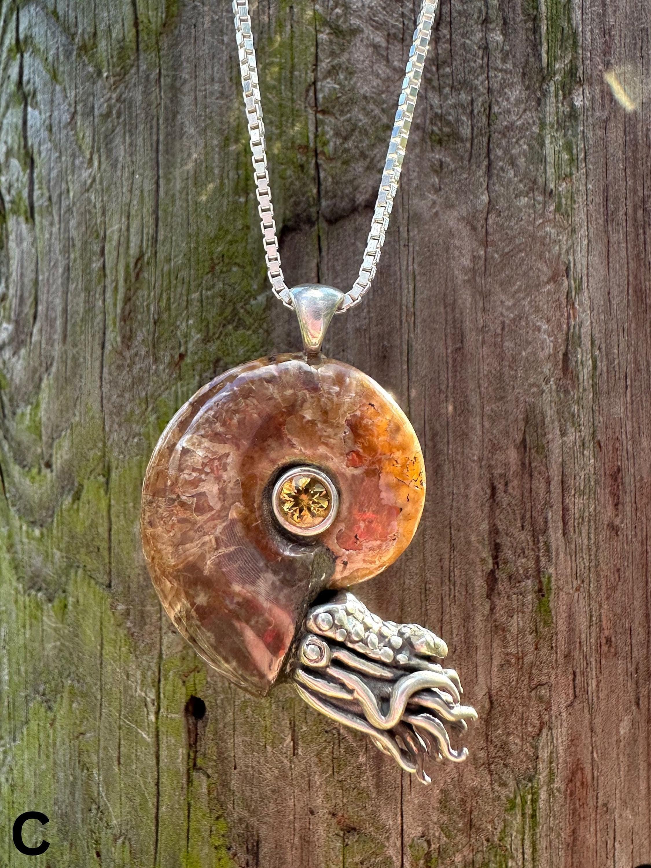 天然 アンモナイト アンティーク ペンダント ネックレス 2点 セット