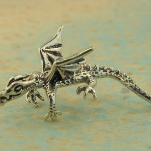 Sterling Silver Dragon Ear Cuff Climber – Gothic Non Pierced Ear Wrap - Fantasy Renaissance Cosplay image 4