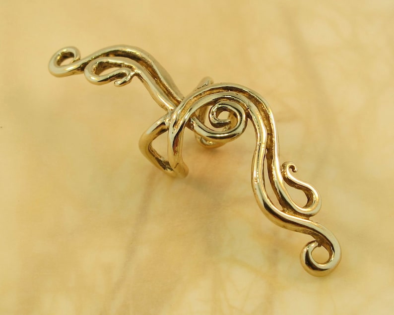 Minimalist Ear Cuff Bronze Ear Cuff Swirl Ear Cuff French Twist Ear Cuff Ear Wrap Wave Jewelry Swirl Non-Pierced Earring Bridesmaid Gift image 4