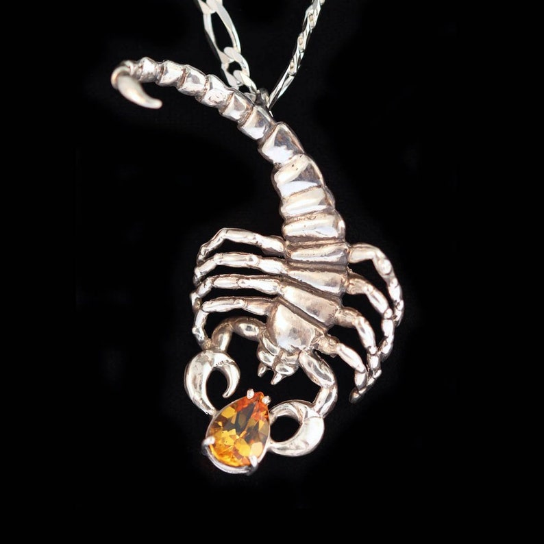 Scorpion Pendant in Silver With Gemstone Scorpio Astrology Etsy