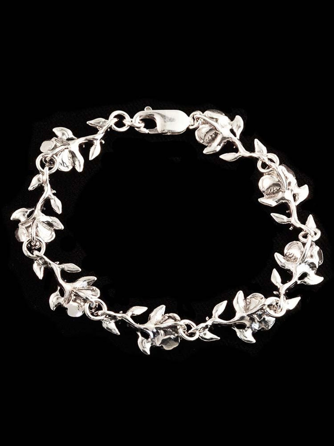 Rose Bracelet Silver Rose Jewelry Silver Flower Bracelet Etsy