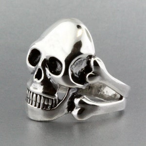 Skull Ring Silver Large Skull and Crossbone Ring Skull and Crossbone Jewelry Skull Jewelry Silver Skull image 2