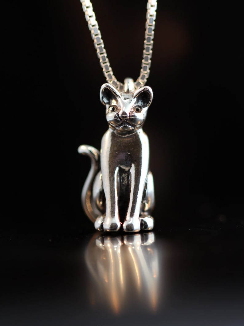 Silver Cat Necklace Cat Charm Magic Cat Charm Cat Pendant Etsy