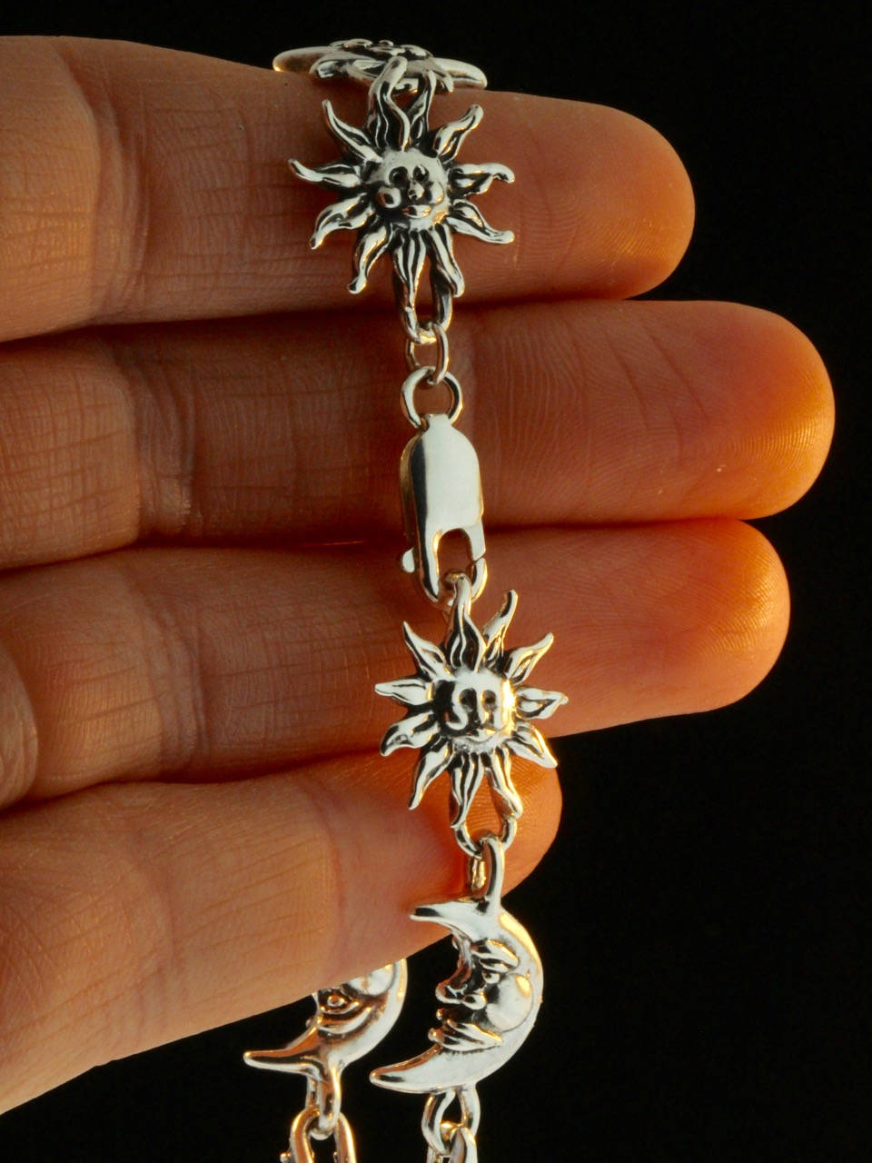 Sun Moon Star Bracelet Silver Celestial Bracelet Celestial