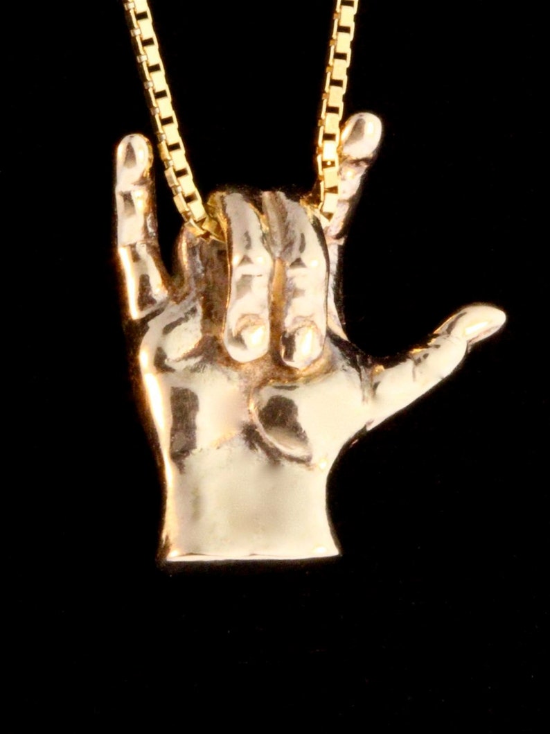 Love Sign Pendant ASL - 14K Gold - ASL Jewelry image 4
