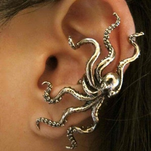 Octopus Ear Cuff Bronze Steampunk Octopus Ear Cuff Octopus Jewelry Kraken Jewelry Kraken Earring Non Pierced Ear Tentacle Jewelry Unique image 2