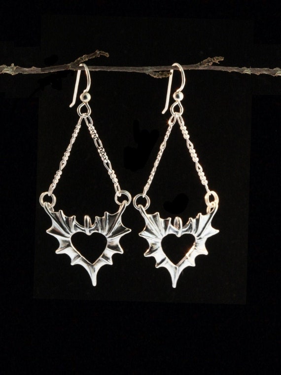 Phantom Heart Earrings - Sterling Silver - Ghost Heart Jewelry
