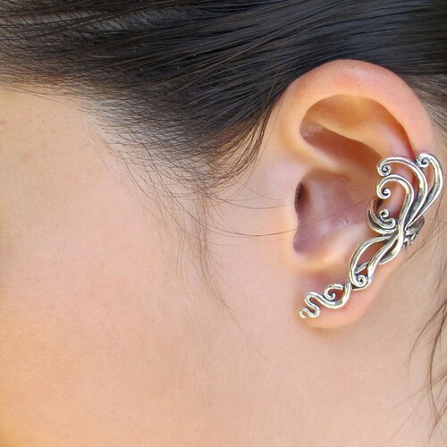 Ear Cuff Silver Ear Wrap Siren's Song Ear Cuff Swirl Ear Cuff Swirl Earring Spiral Ear Cuff Spiral Earring sold Abstract Jewelry Wave Jewelry