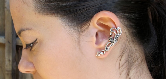 Ear Cuff Silver Ear Wrap Siren's Song Ear Cuff Swirl Ear