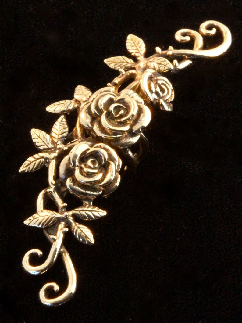 Flower Ear Cuff Valentines Day Gift Rose Ear Cuff Bronze Rose Tendril EarCuff Rose Jewelry Flower Earring Rose Earring Flower Jewelry Roses image 5