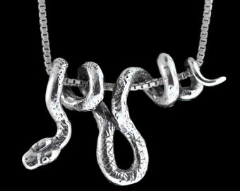 Sterling Silber Vine Schlange Anhänger - Realistische Schlange Halskette - Gothic Schlange Schmuck - Geschenk für Reptilien Liebhaber
