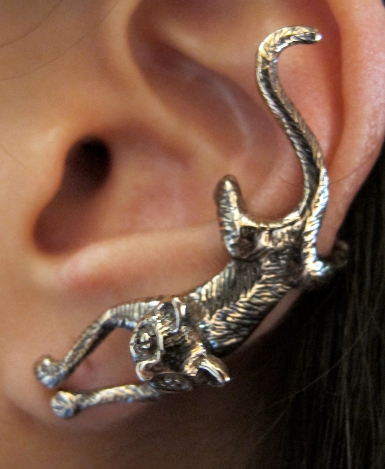 Cat Ear Cuff Bronze Crawling Cat Ear Cuff Cat Earring Cat Etsy