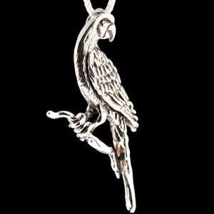 Animal Jewelry Bird Jewelry Bird Necklace Silver Parrot Necklace Macaw Parrot Charm Bird Pendant Bird Jewelry Parrot Jewelry Silver Bird