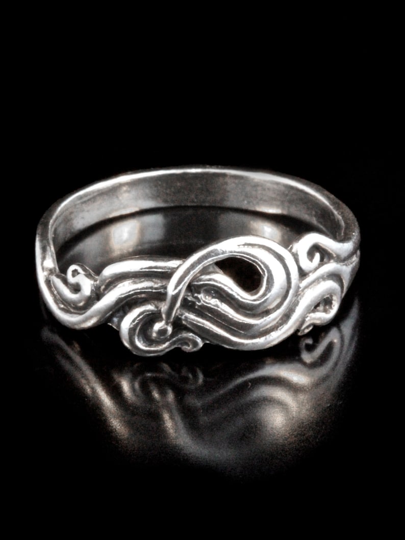 Sterling Silver Ring Swirl Ring Wave Ring Nouveau Swirl Ring Wave Jewelry Swirl Jewelry Pinky Ring Wave Jewelry Abstract Ring Spiral Ring image 1