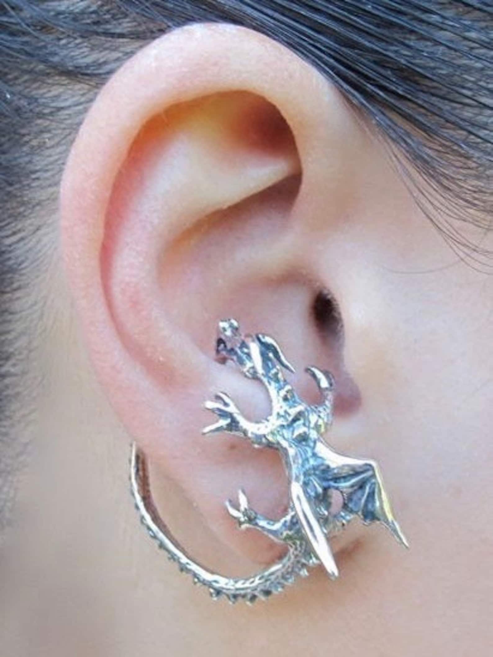 Dragon Ear Cuff Silver Dragon Whisperer Hoop Dragon Ear Wrap Etsy