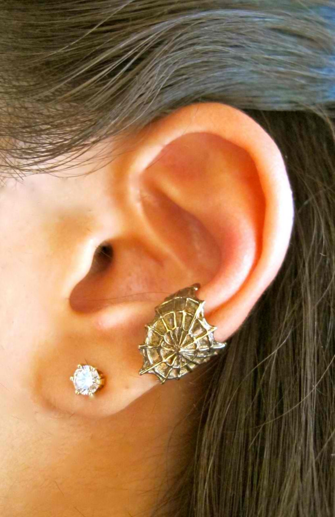 Spiderweb Ear Cuff Bronze Cobweb Ear Cuff Spider Ear Cuff Etsy