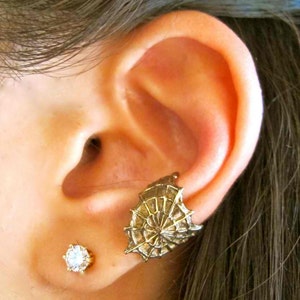 Spiderweb Ear Cuff Bronze - Cobweb Ear Cuff - Spider Ear Cuff - Spiderweb Jewelry - Spiderweb Earring - Gothic Jewelry - Punk Jewelry