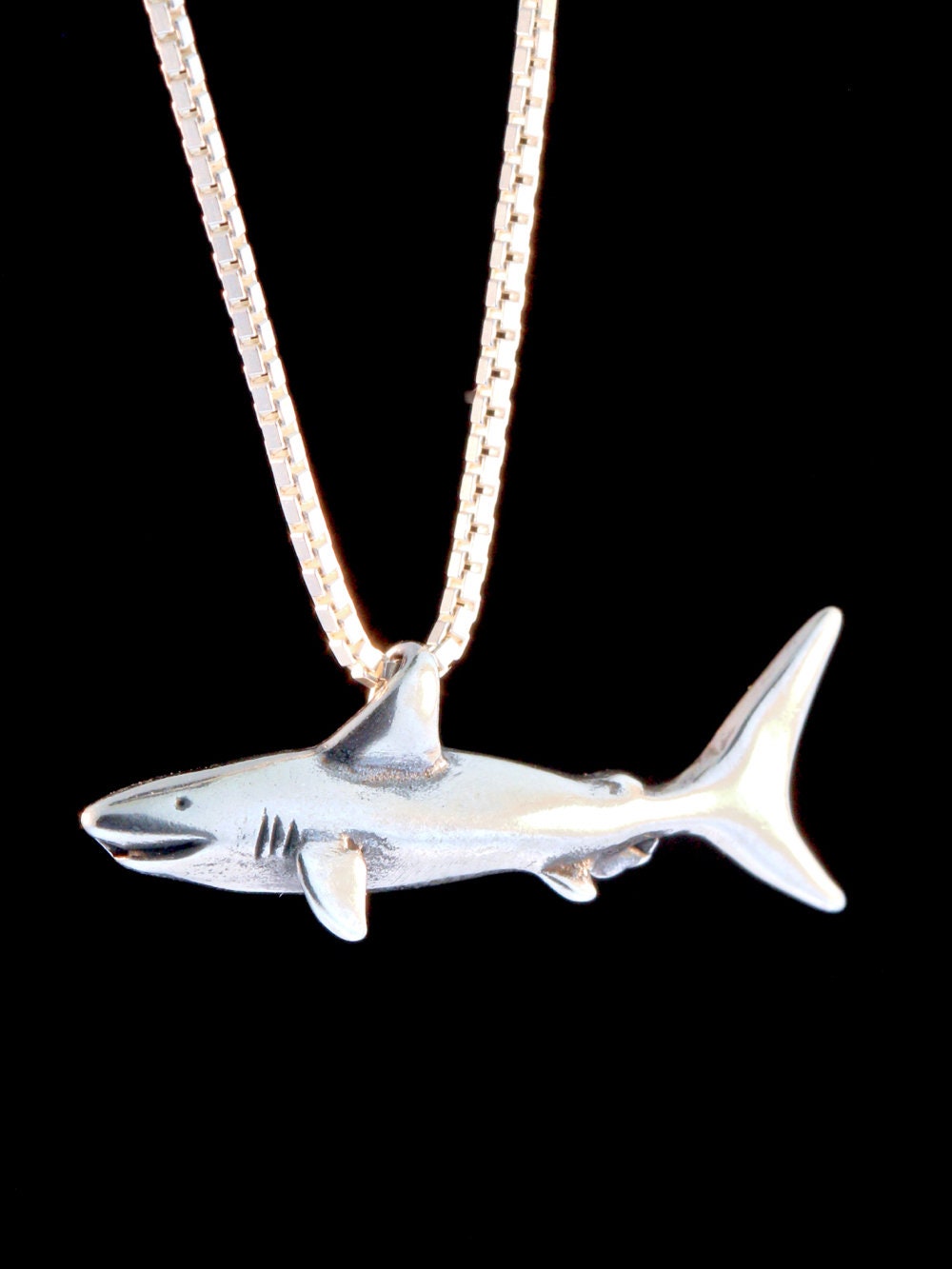 Shark Necklace Shark Charm Silver Shark Pendant Shark Jewelry Etsy UK