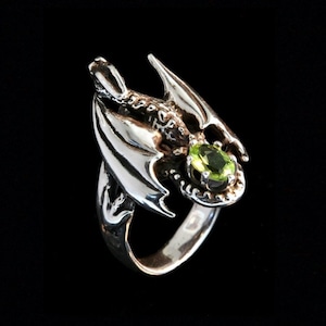 Sterling Silver Dragon Ring Epic Dragon Jewelry Statement Ring Silver Dragon Glider Ring Renaissance Jewelry Large Rings Dragon Gift