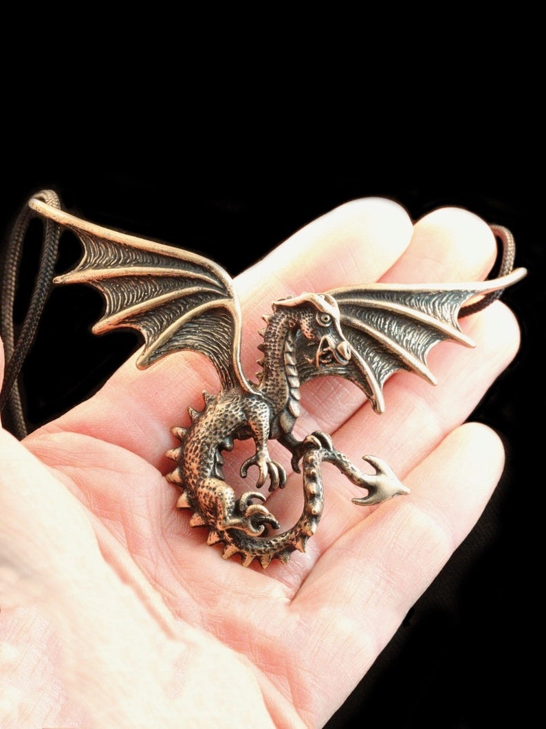 Dragon Necklace Gothic Spread Winged Dragon Neckpiece Bronze | Etsy