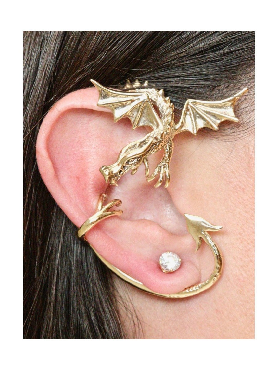 Dragon Ear Cuff Gold Dragon Ear Wrap Game of Thrones Inspired 14K Gold Guardian Dragon Ear Wrap