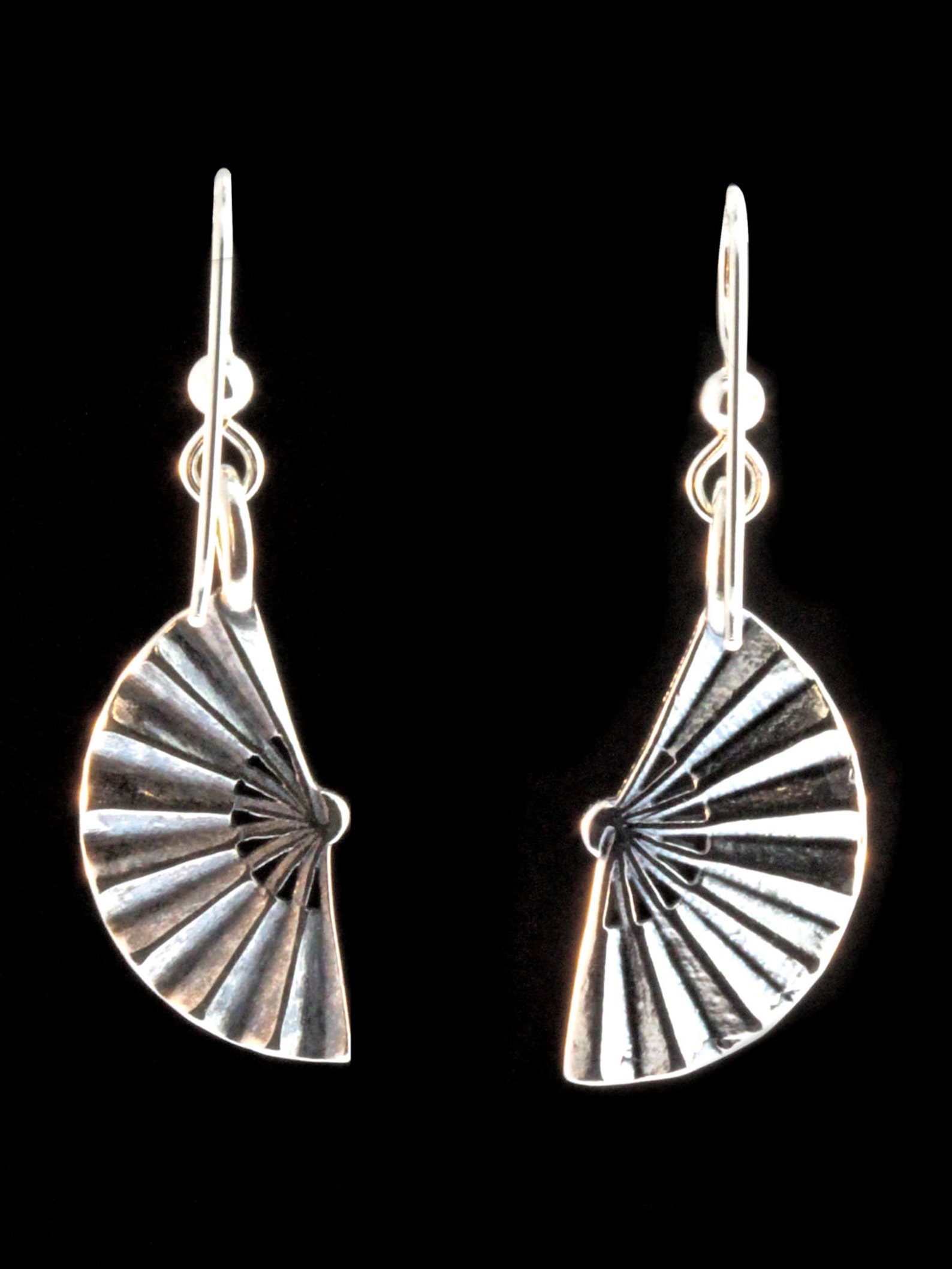 Japanese Fan Earrings Silver Fan Earrings Silver Earrings Etsy
