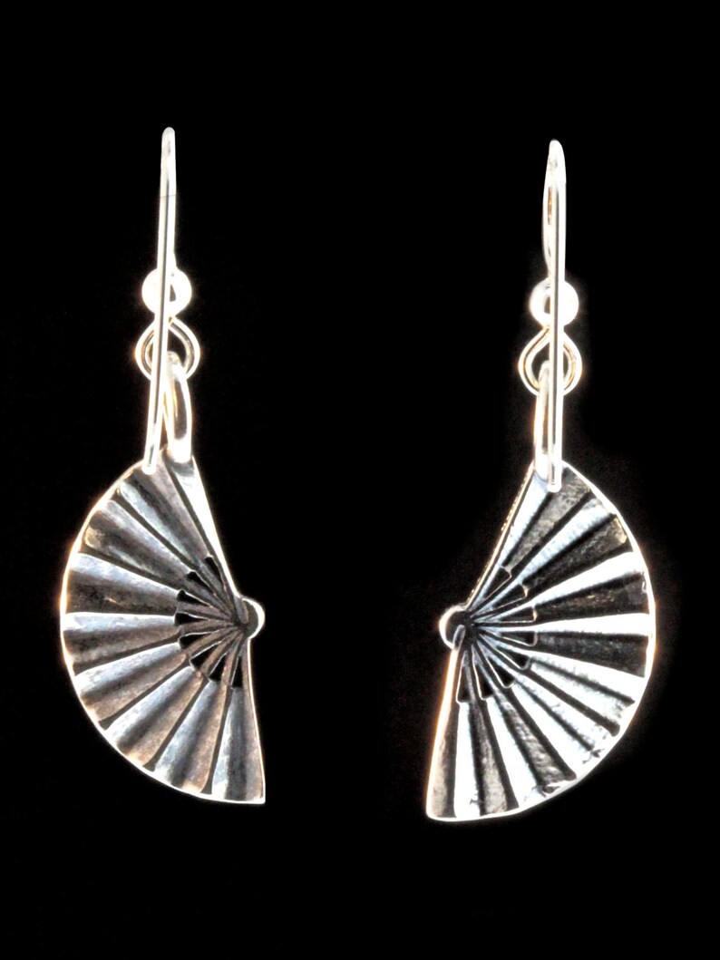 Japanese Fan Earrings Silver Fan Earrings Silver Earrings Etsy