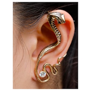 Snake Ear Wrap Bronze Cobra Ear Wrap Snake Ear Cuff Gothic Jewelry Steampunk Ear Cuff Steampunk Jewelry Non Pierced Earring Wrap Snake Cuff image 1