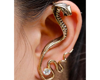 Snake Ear Wrap Bronze Cobra Ear Wrap Snake Ear Cuff Gothic Jewelry Steampunk Ear Cuff Steampunk Jewelry Non Pierced Earring Wrap Snake Cuff