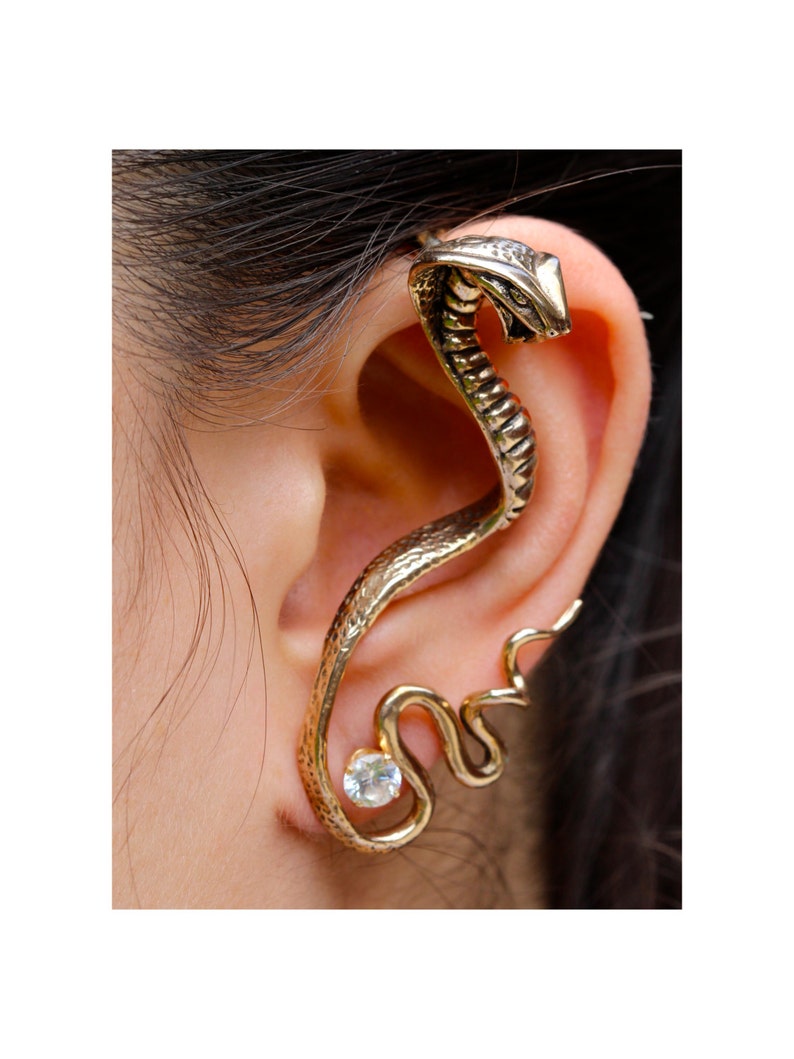 Snake Ear Wrap Bronze Cobra Ear Wrap Snake Ear Cuff Gothic Jewelry Steampunk Ear Cuff Steampunk Jewelry Non Pierced Earring Wrap Snake Cuff image 1