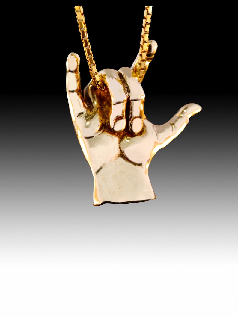 Love Sign Pendant ASL - 14K Gold - ASL Jewelry image 1