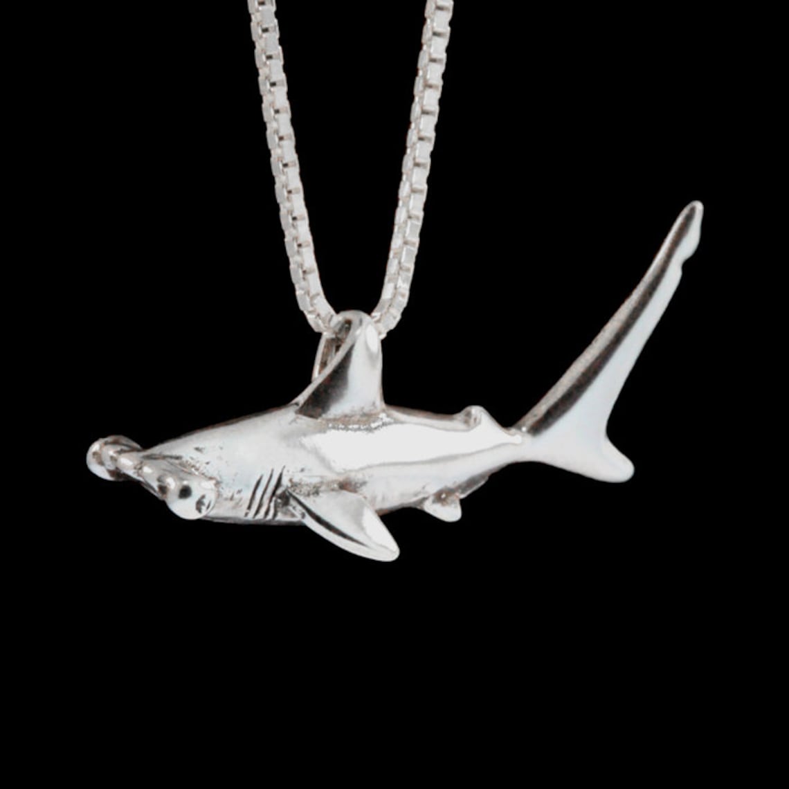 Shark Necklace Silver Hammerhead Shark Charm Shark Pendant Etsy