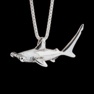 Shark Necklace Silver -  Hammerhead Shark Charm Shark Pendant Shark Jewelry - Silver Shark
