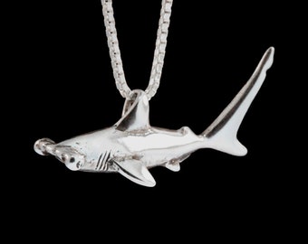 Shark Necklace Silver -  Hammerhead Shark Charm Shark Pendant Shark Jewelry - Silver Shark