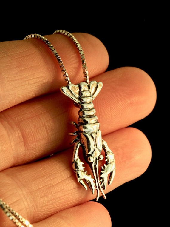 Sterling Silver Crawfish Necklace Crawfish Charm Lobster Necklace Crawfish Boil Crawfish Season Crawfish Gift Texas Charm Louisiana Charm