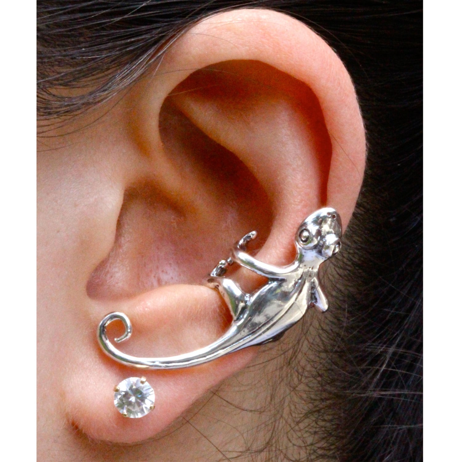 Gecko Ear Cuff Silver Lizard Ear Cuff Gecko Jewelry Gecko Earring