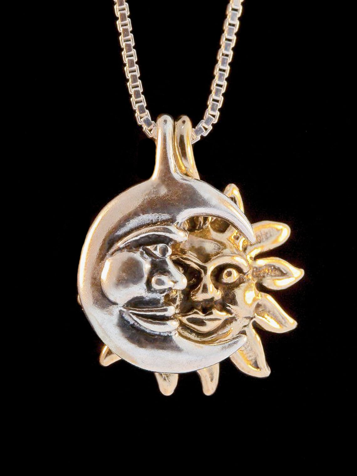 Eclipse Necklace Sun and Moon Necklace Bronze Sun Silver Moon Etsy