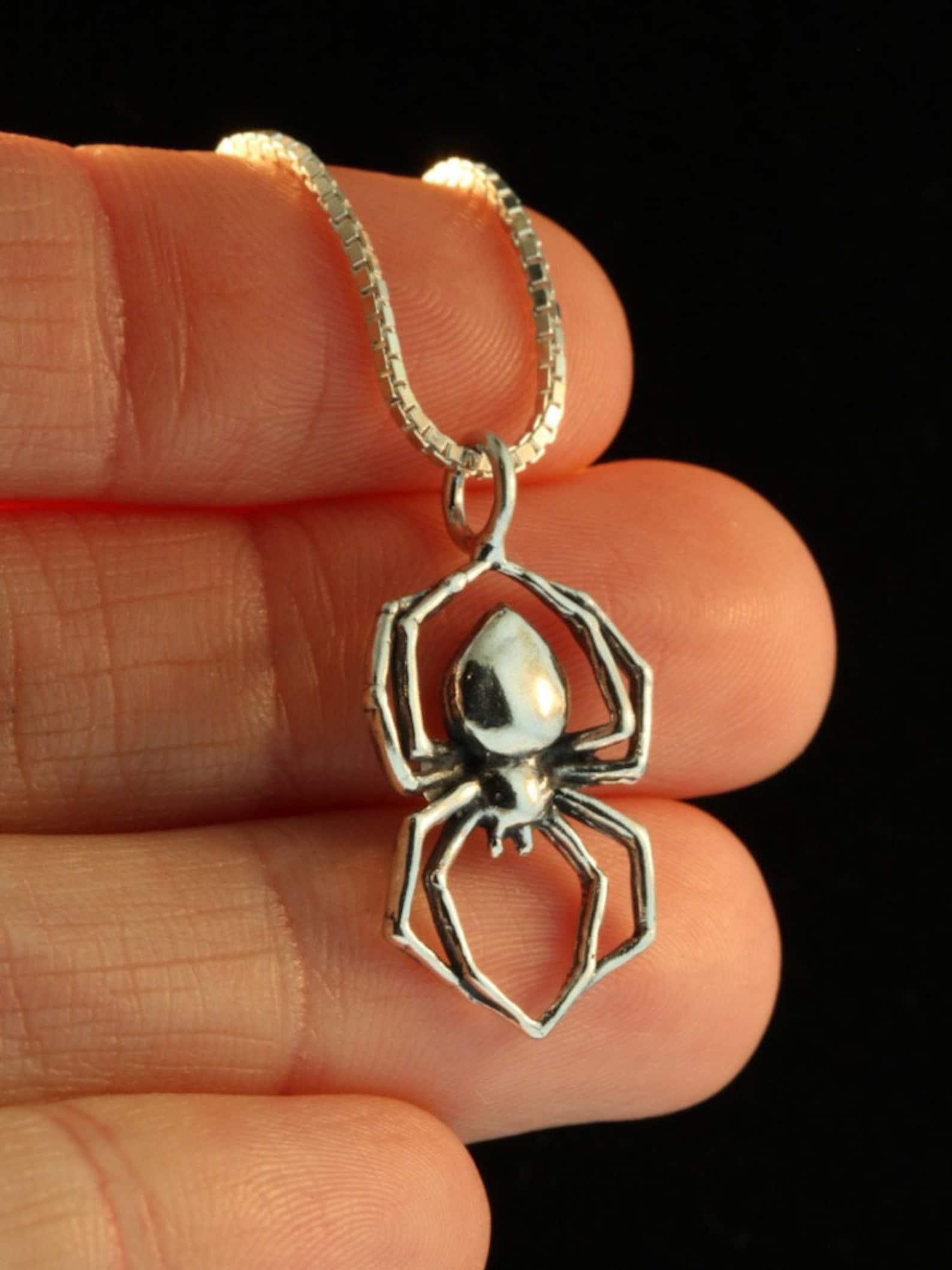 Sterling Silver Black Widow Spider Necklace Spider Jewelry Etsy