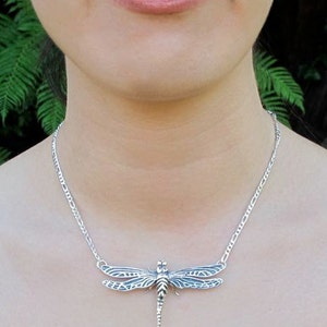 Metamorphosis - Large Dragonfly Pendant - Sterling Silver - Insect Jewelry image 5
