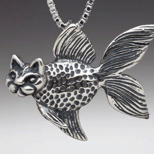 Fish Necklace Silver - Catfish Charm Catfish Pendant - Fish Charm Fish Pendant Fish Jewelry - Silly Silver Fish - Cat Necklace Cat Jewelry