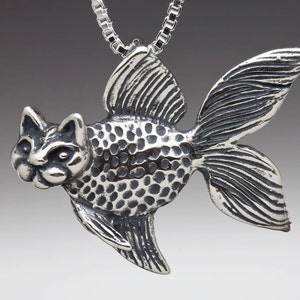 Fish Necklace Silver Catfish Charm Catfish Pendant Fish Charm Fish Pendant Fish Jewelry Silly Silver Fish Cat Necklace Cat Jewelry image 1