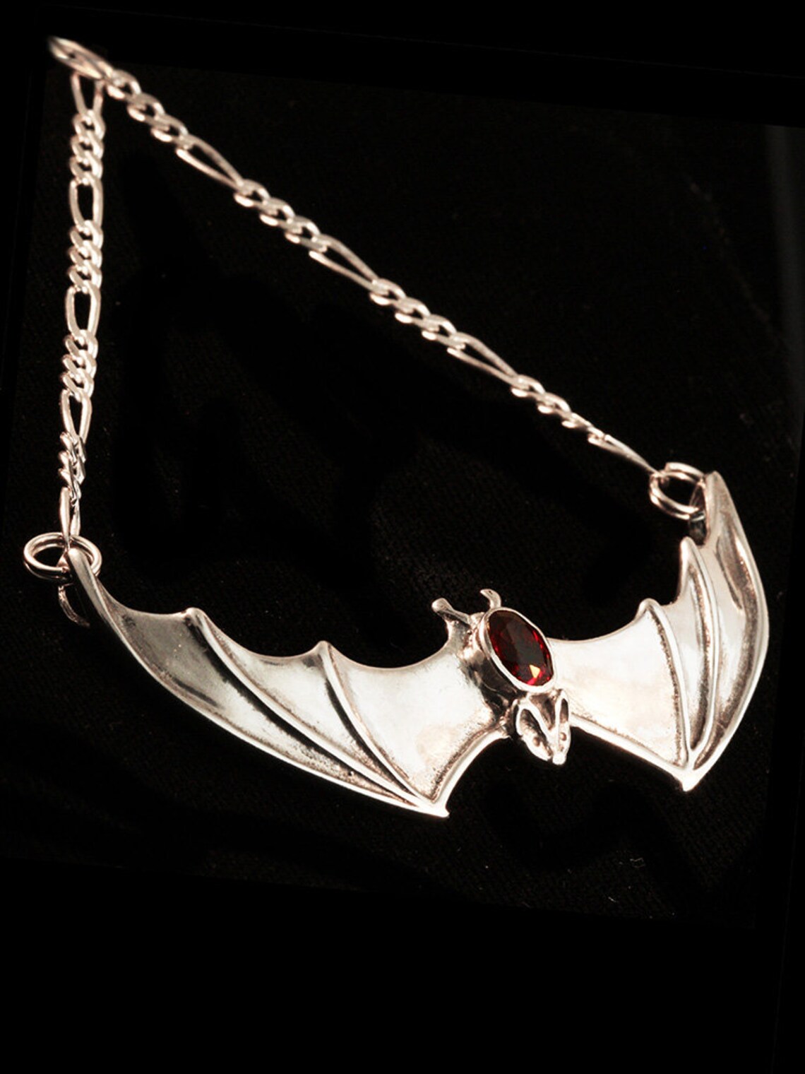 Bat Necklace Silver Bat Jewelry Large Spread Winged Bat - Etsy