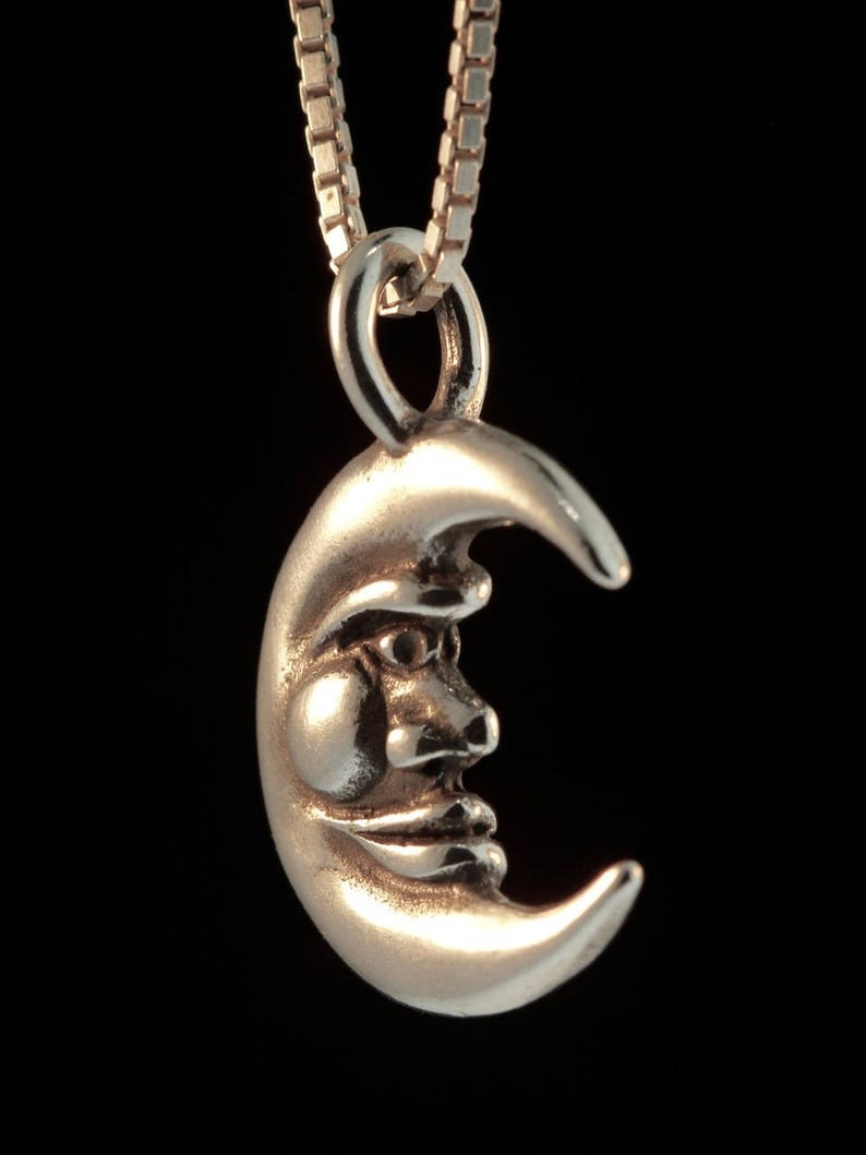 Moon Necklace Silver Moon Charm Medium Moon Pendant Moon Etsy